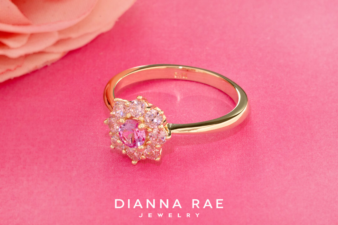 10K Yellow Gold Imitation Pink Tourmaline Ring - Image 5