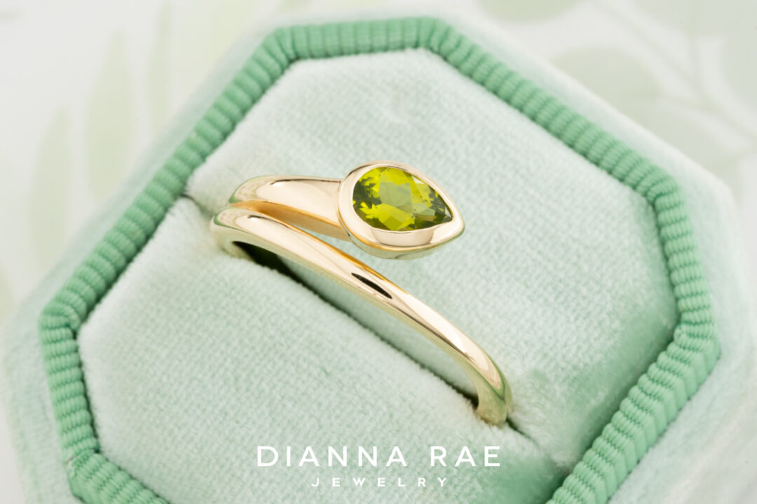 10K Yellow Gold Peridot Bypass Ring - Image 2