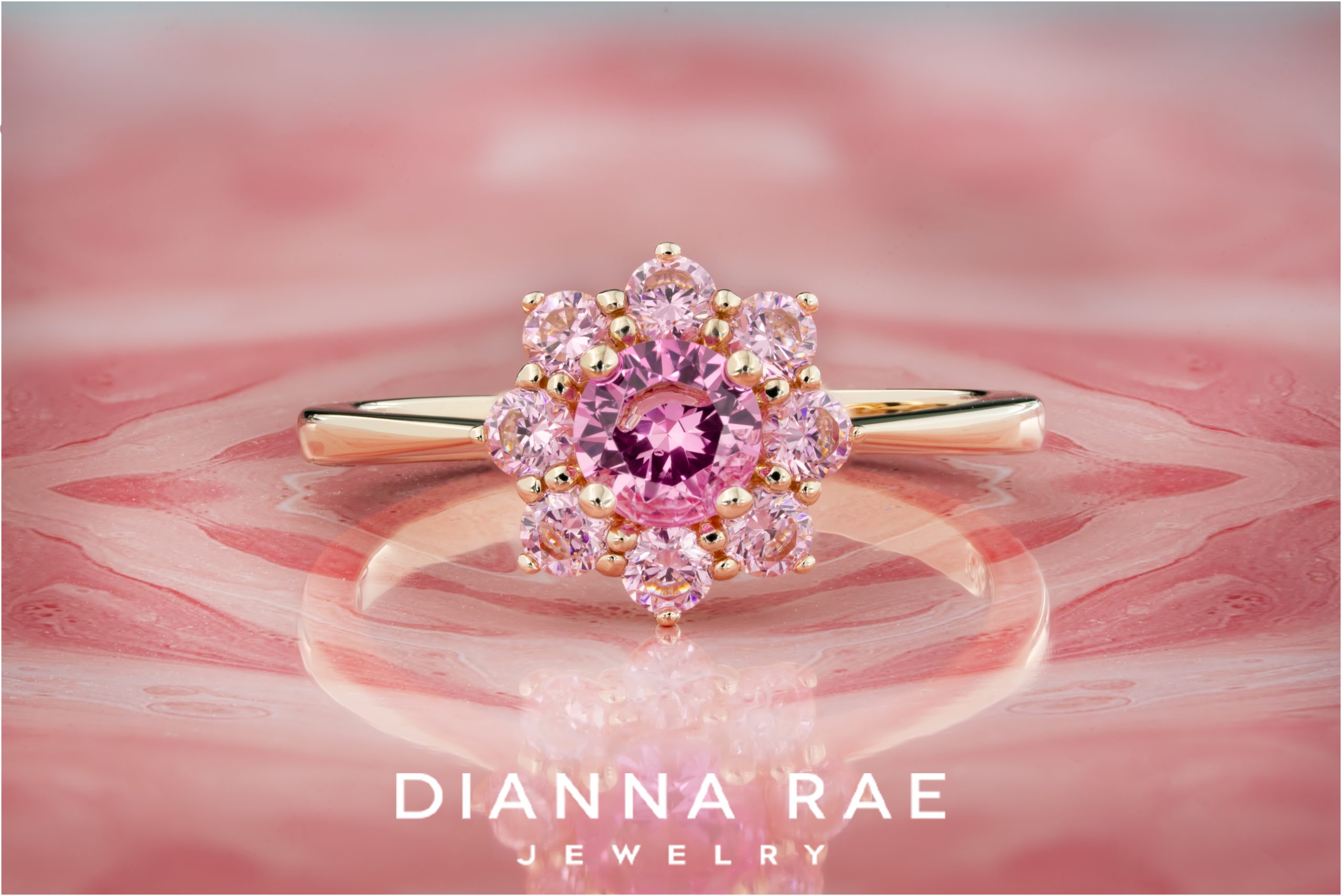 10K Yellow Gold Imitation Pink Tourmaline Ring