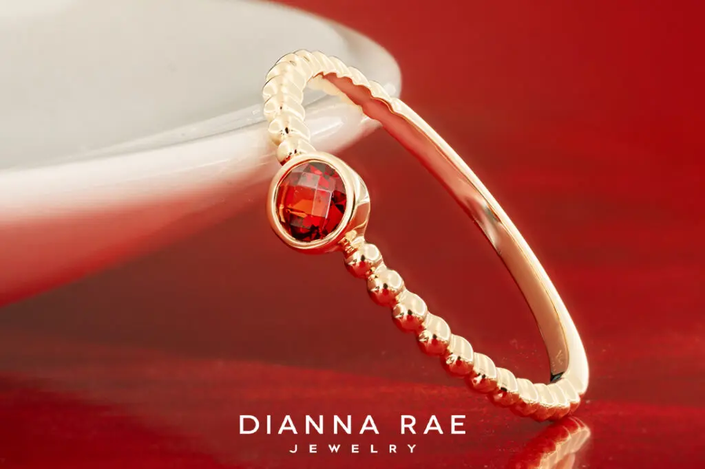 14K Yellow Gold Garnet Ring