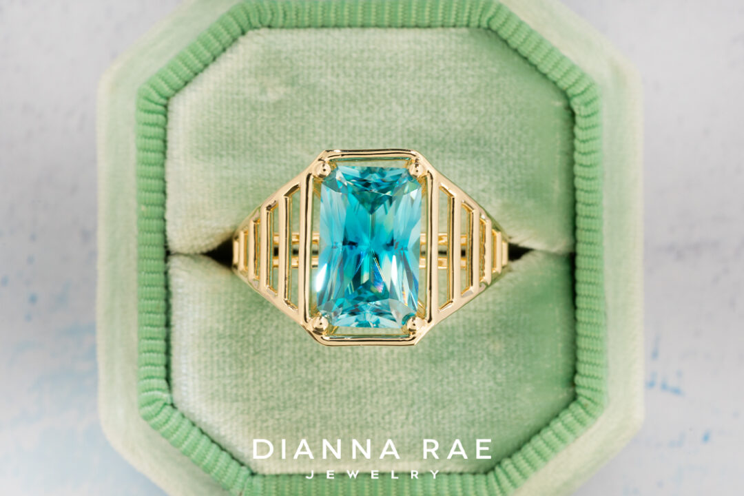 Emerald Cut Blue Zircon Ring - Image 4