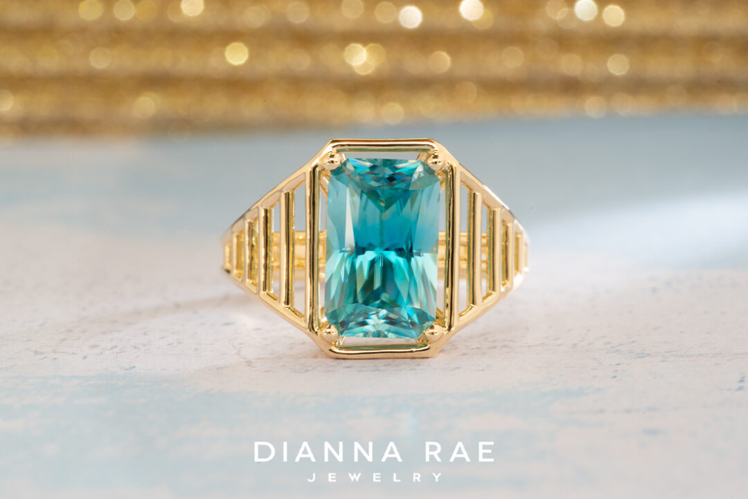 Emerald Cut Blue Zircon Ring - Image 2