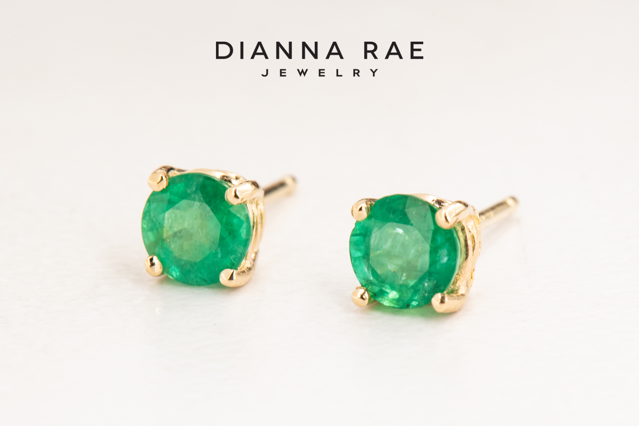 Yellow Gold Emerald Stud Earrings