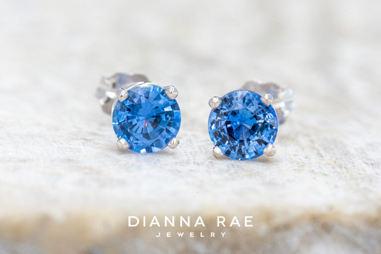 14K White Gold Blue Sapphire Studs