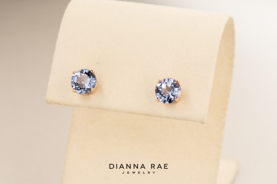 14K Rose Gold Tanzanite Studs