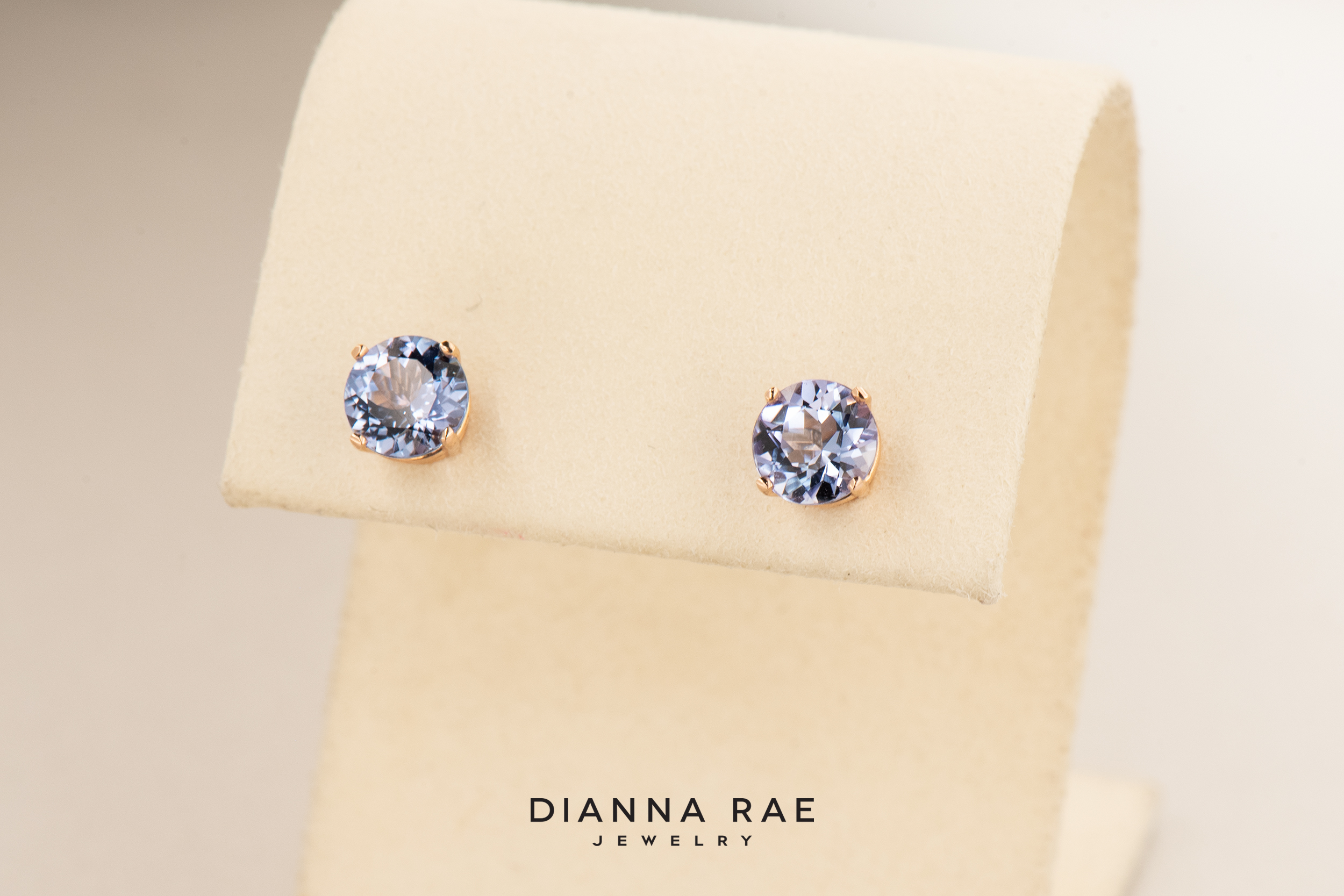 14K Rose Gold Tanzanite Studs