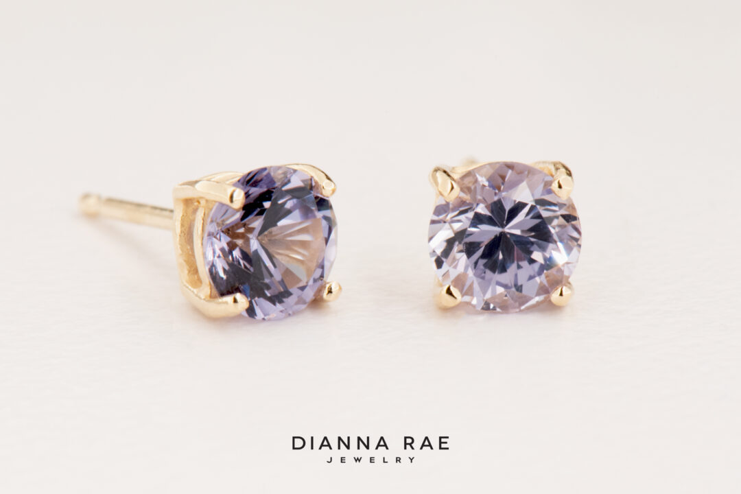 14K Yellow Gold Lilac Spinel Studs - Image 2