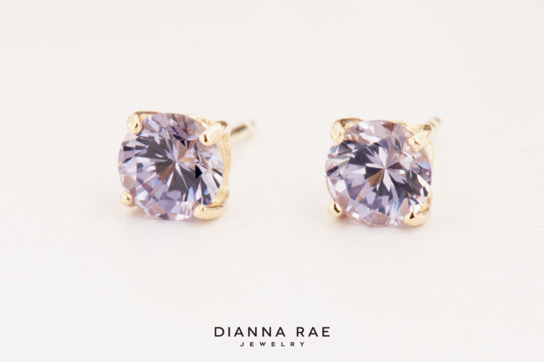 14K Yellow Gold Lilac Spinel Studs