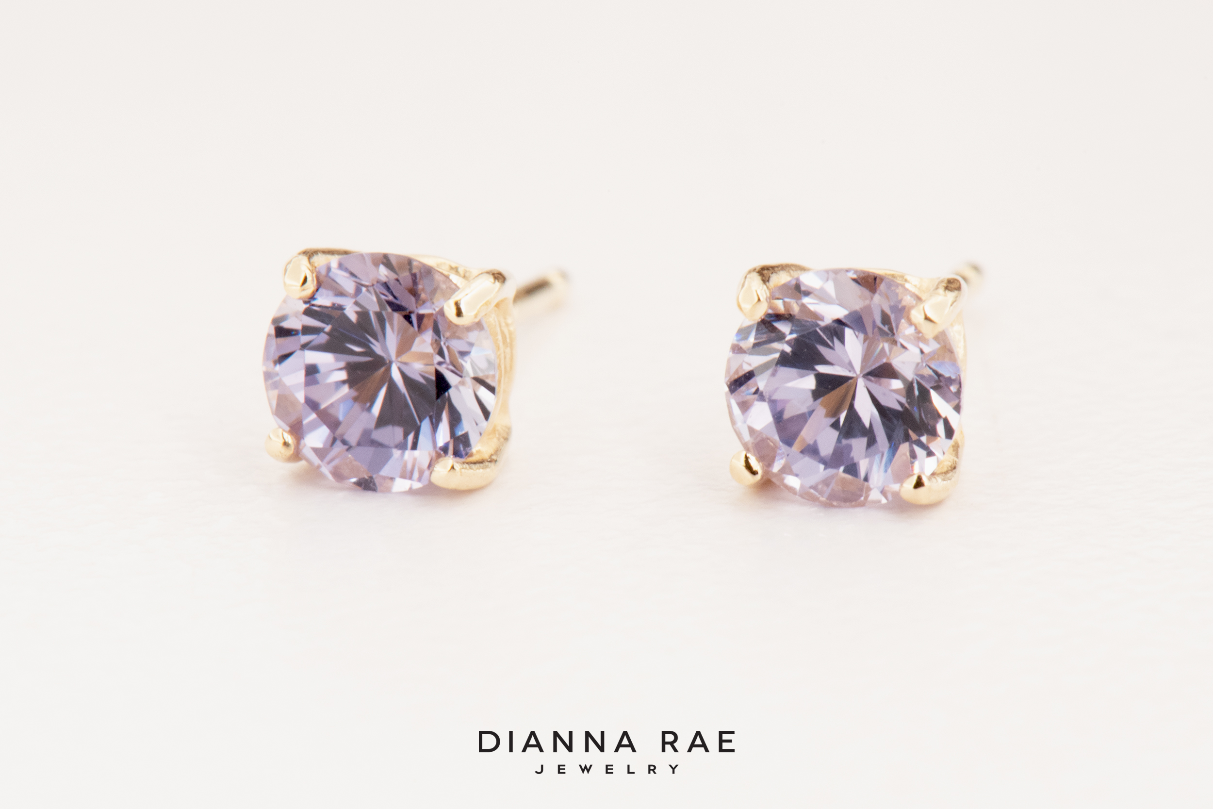 14K Yellow Gold Lilac Spinel Studs