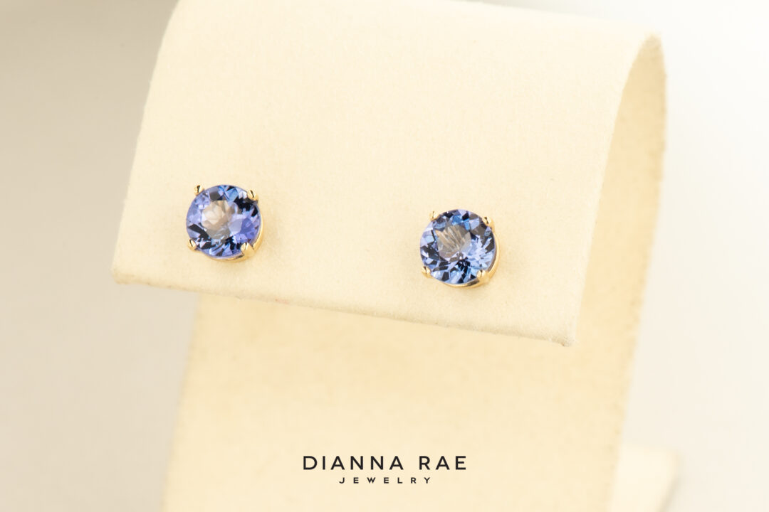 14K Yellow Gold Tanzanite Studs