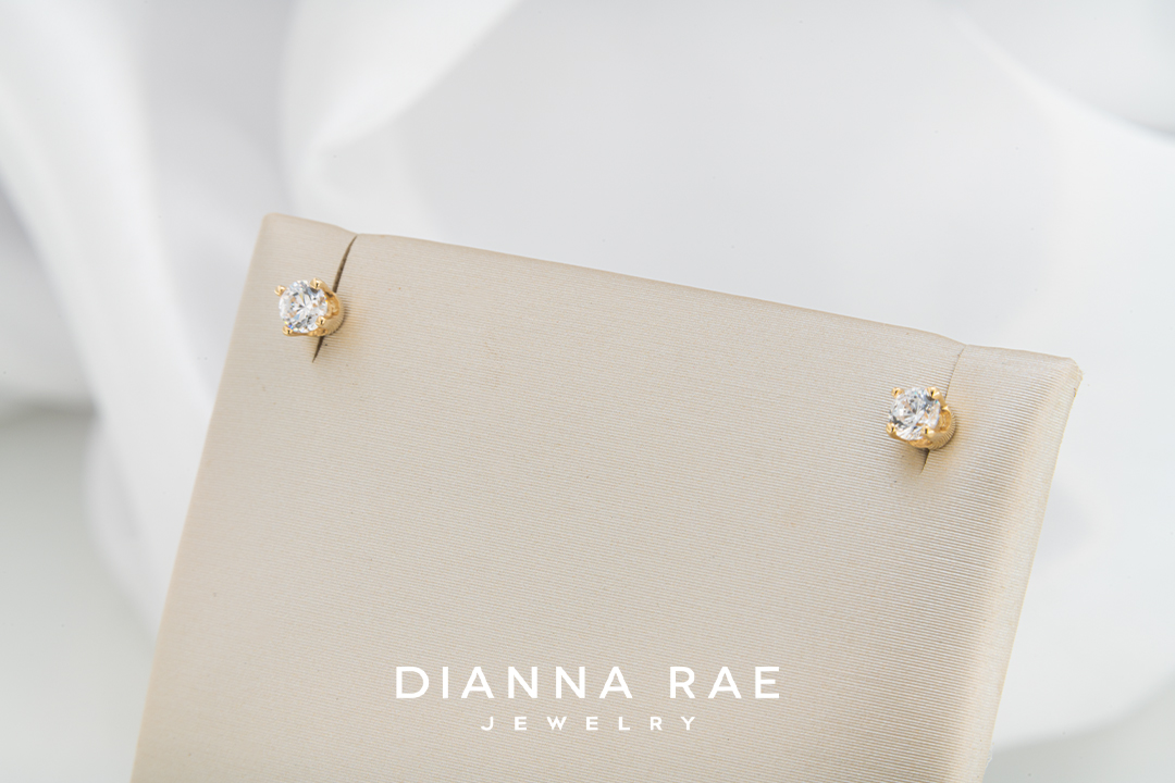 14K Yellow Gold CZ studs