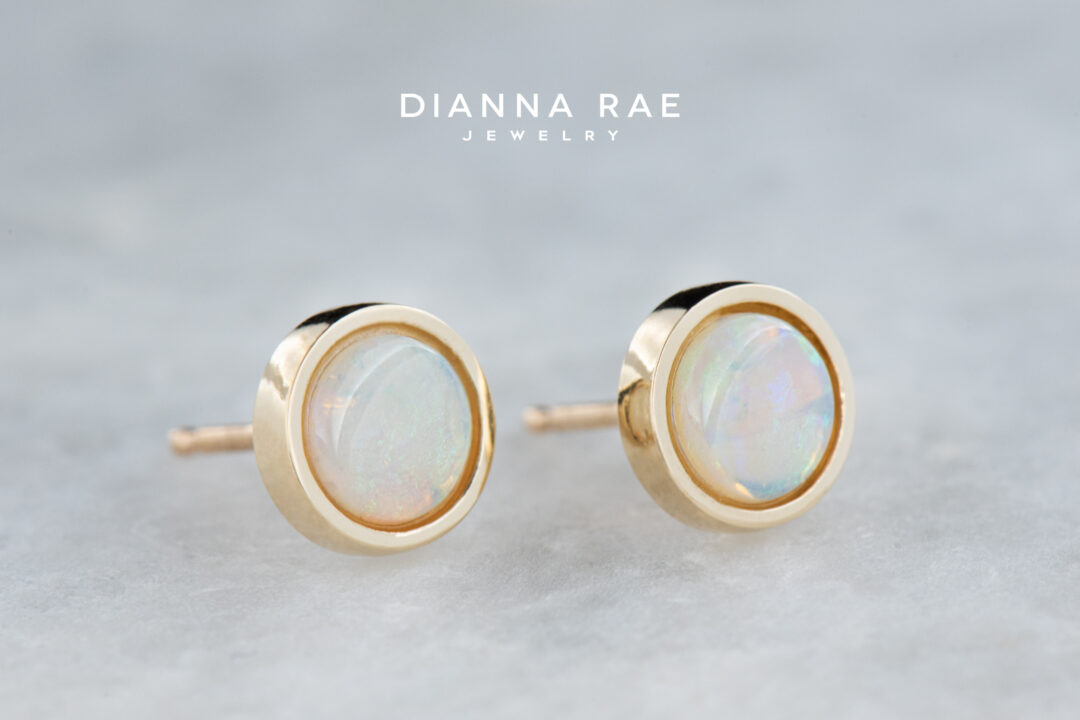Lady's Opal Stud Earrings