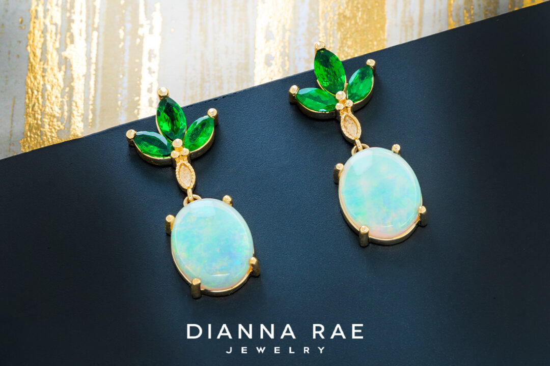 Opal and Tsavorite Garnet Earrings