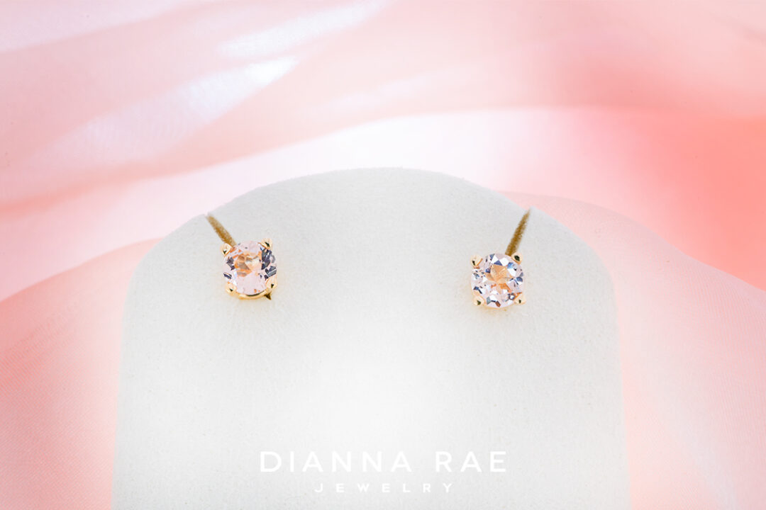 14K Yellow Gold Morganite Studs - Image 2