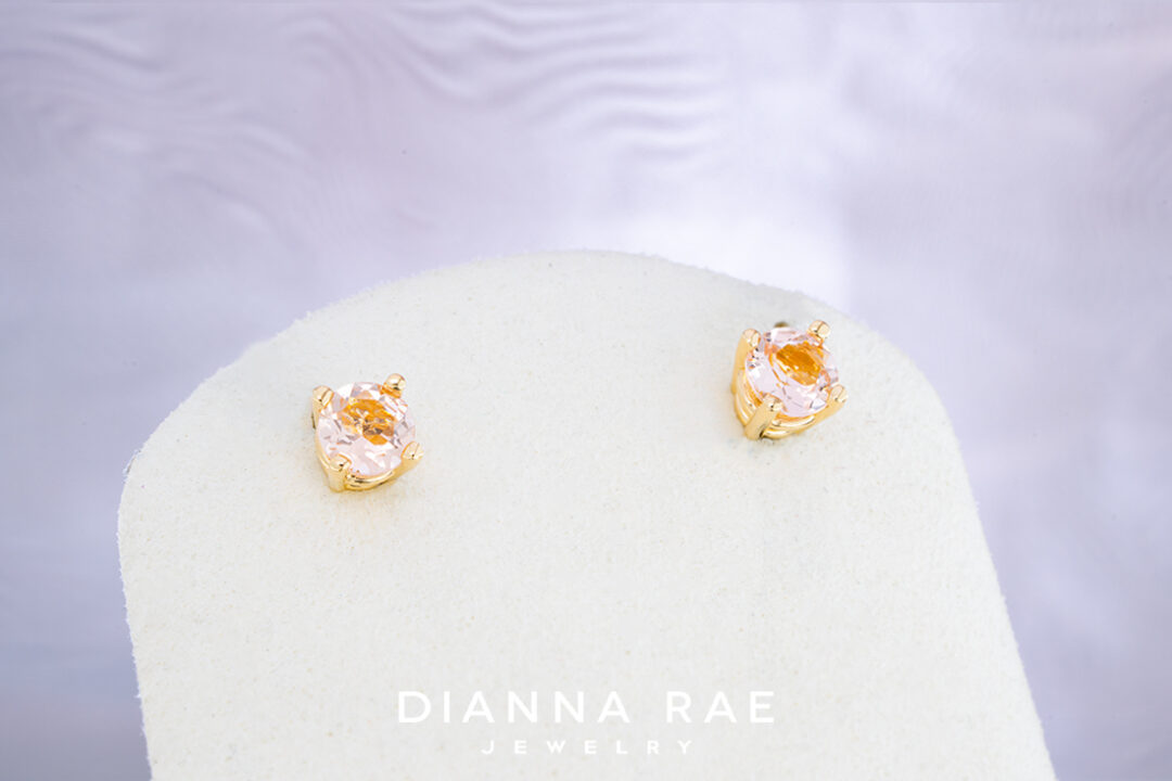 14K Yellow Gold Morganite Studs