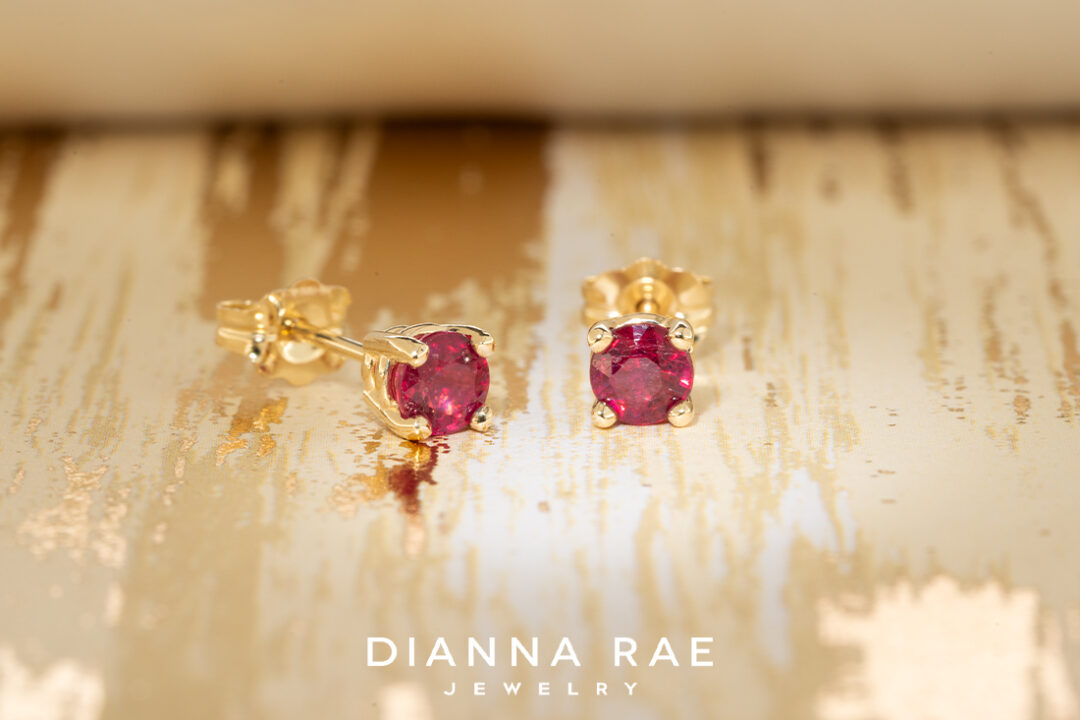 Yellow Gold Ruby Studs