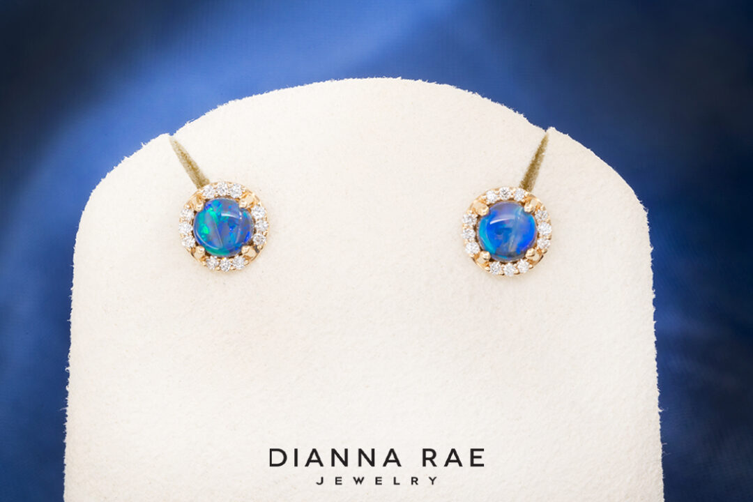 Australian Opal and Diamond Earrings