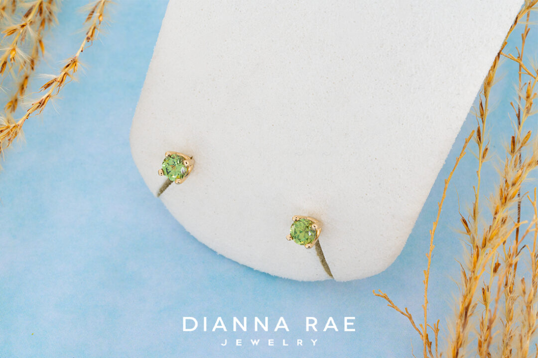 Lady's Demantoid Garnet Stud Earrings