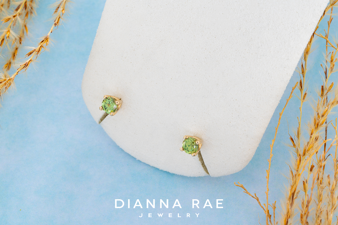 Lady's Demantoid Garnet Stud Earrings