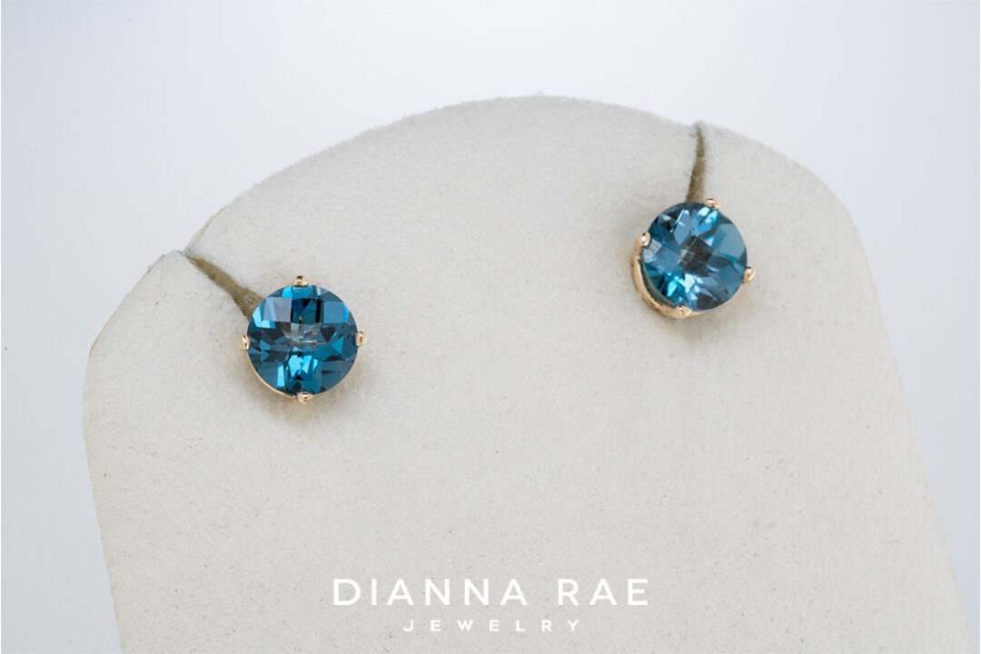 14K White Gold London Blue Topaz Studs - Image 2