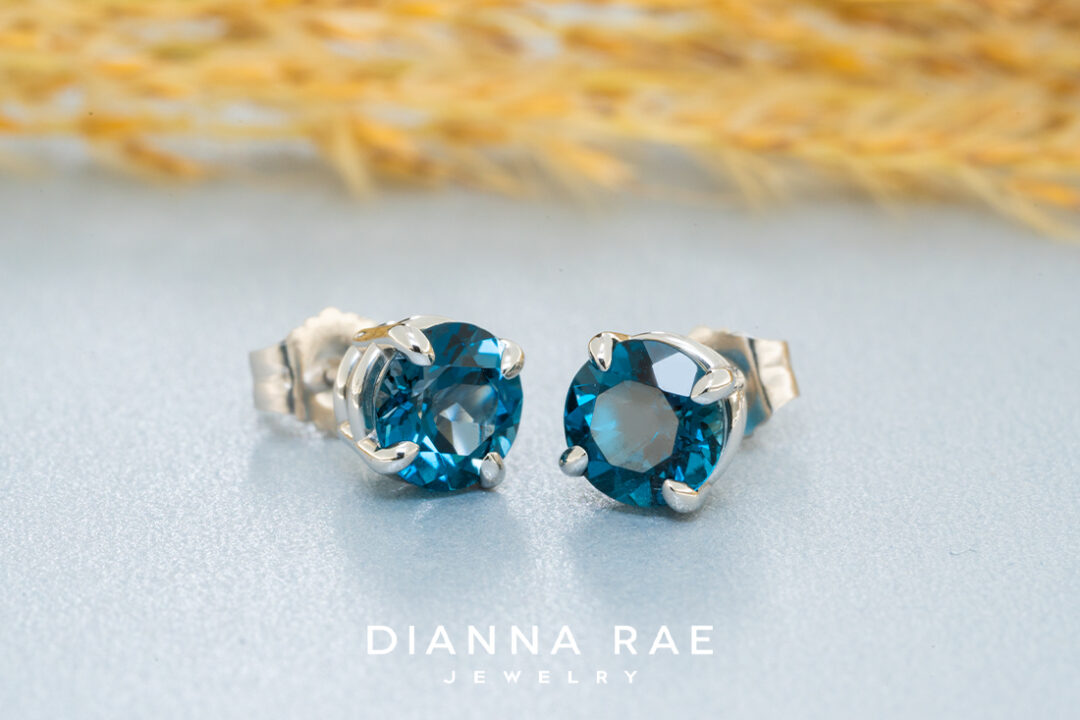 14K White Gold London Blue Topaz Studs