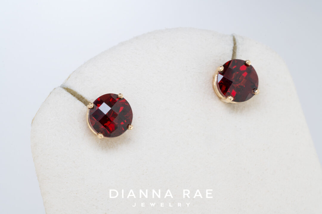 Garnet 14K Yellow Gold Studs - Image 2