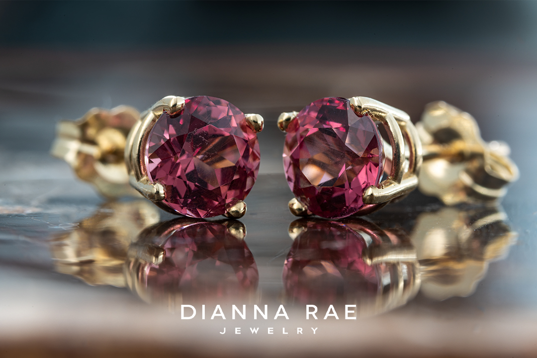 Garnet 14K Yellow Gold Studs