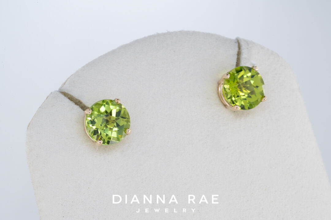14K Yellow Gold Peridot Stud Earrings - Image 2