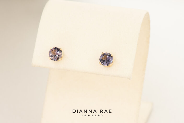 14K Yellow Gold 5.5mm Gray Spinel Studs