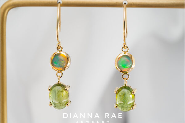 210 00588 DRJ Dangle Green T. Opal WEB - Green Tourmaline and Ethiopian Dangle Earrings