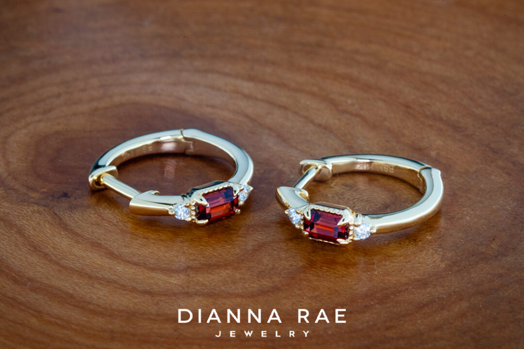 Garnet and Diamond Studs