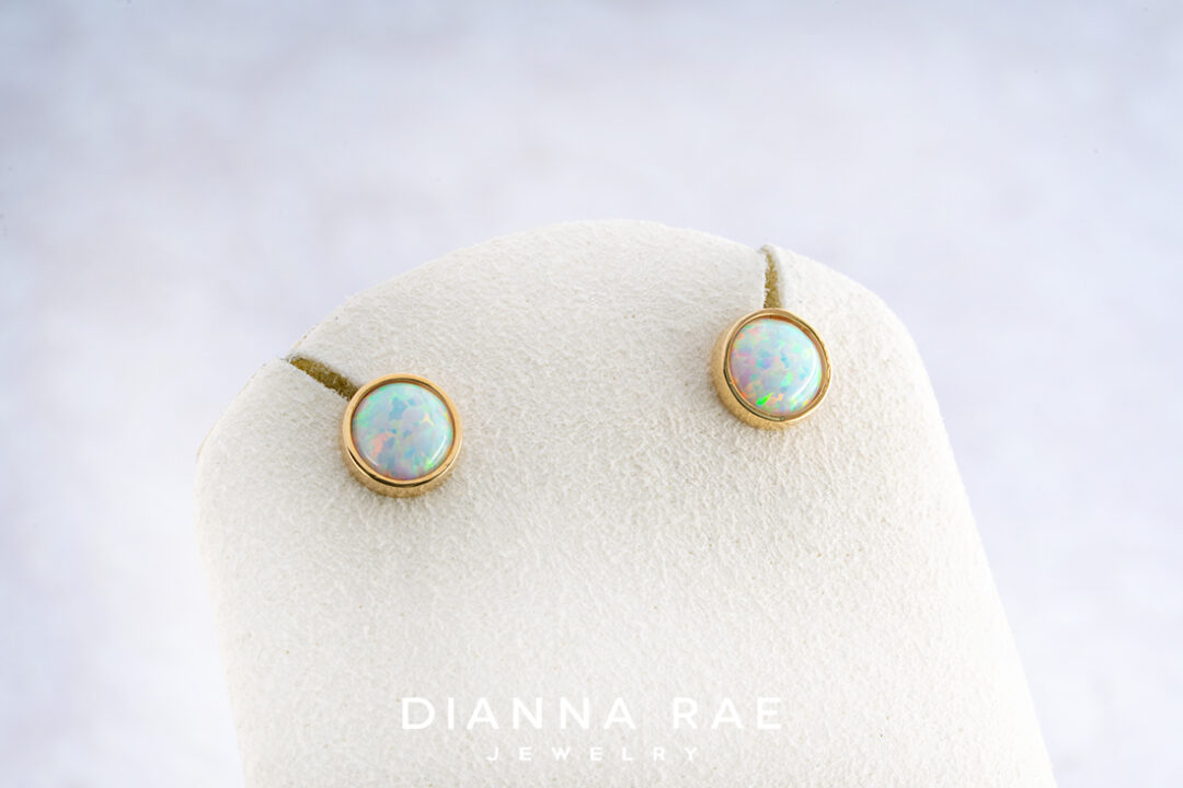 Bezel Set Opal Studs
