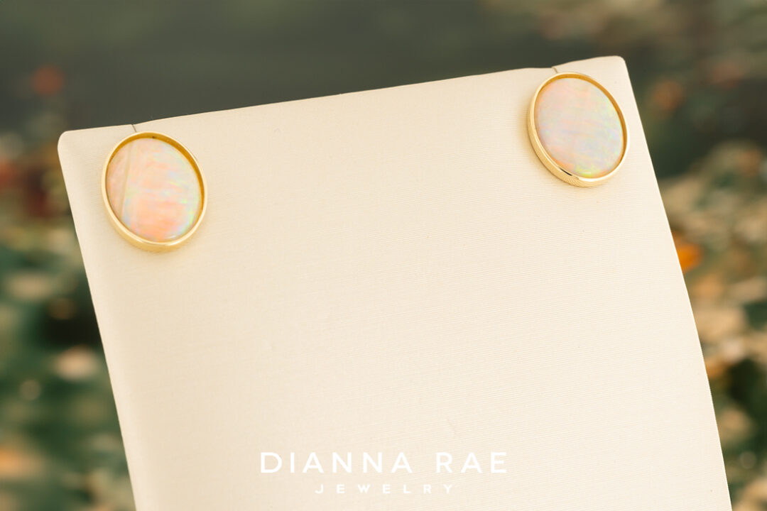 Bezel Australian Opal Earrings