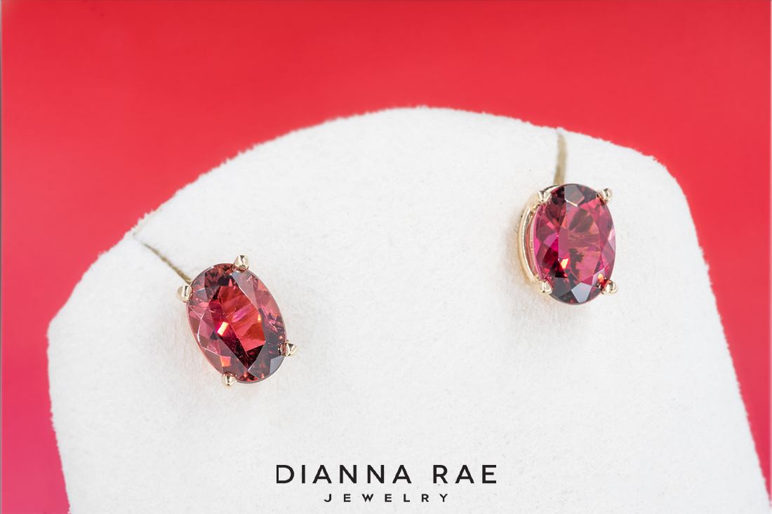 14K Yellow Gold Oval Tourmaline Studs