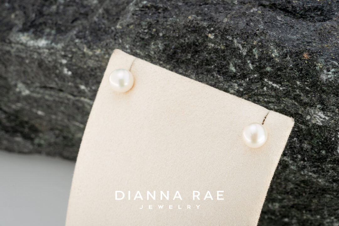 Diamonds in Space 14K Yellow Gold Pearl Stud Earrings