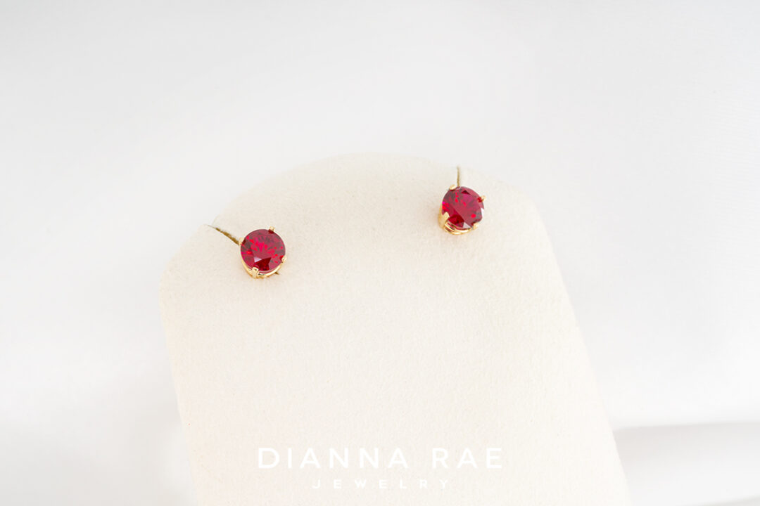 14K Yellow Gold Ruby Studs