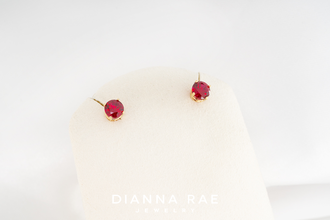 14K Yellow Gold Ruby Studs