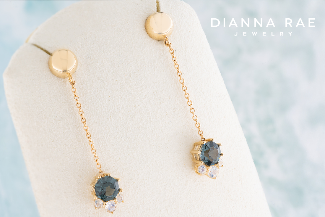 Grey Spinel and Moonstone Dangle Earrings