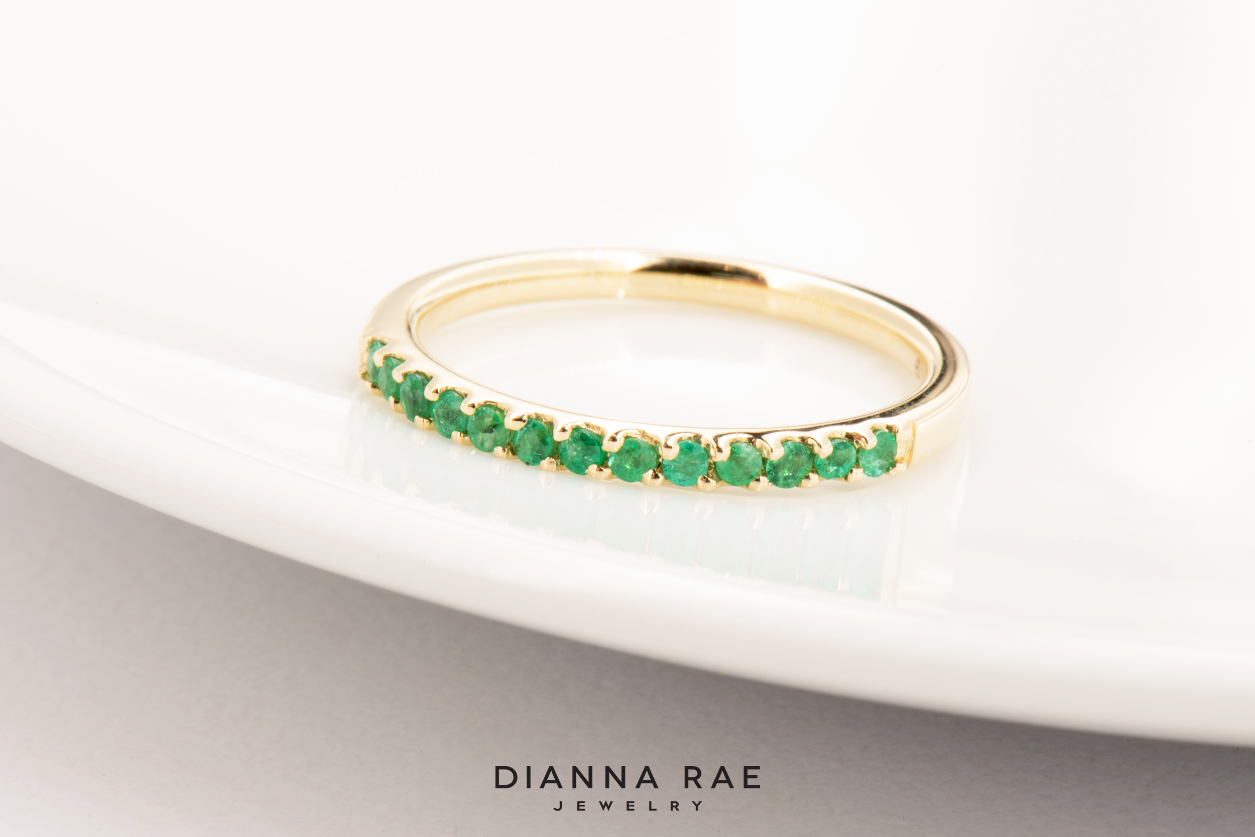 14K Yellow Gold Emerald Band