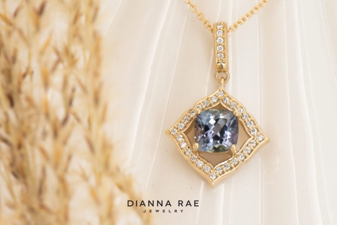 14K Yellow Gold Tanzanite and Diamond Pendant - Image 4