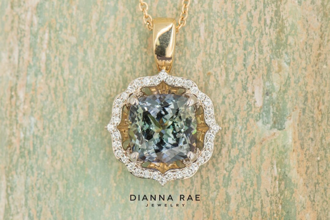14k Yellow and White Gold Tanzanite and Diamond Pendant - Image 4