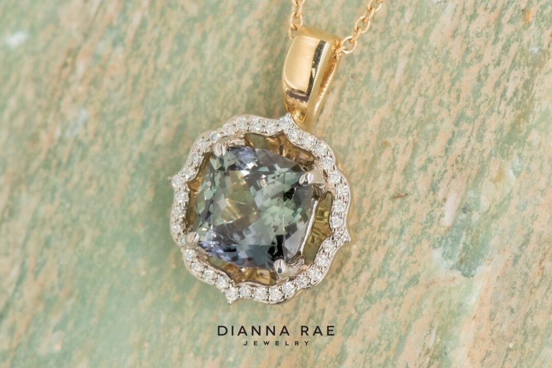 14k Yellow and White Gold Tanzanite and Diamond Pendant - Image 5