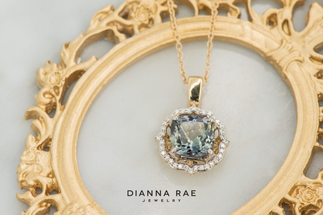 14k Yellow and White Gold Tanzanite and Diamond Pendant - Image 6