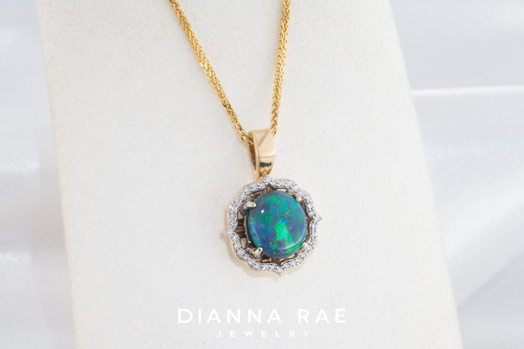 Opal and Diamond Daisy Pendant