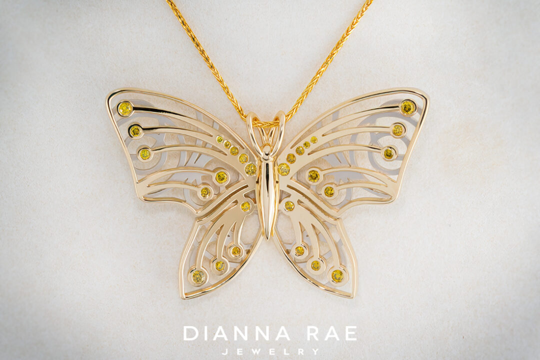 Two-Tone Diamond Butterfly Pendant - Image 2