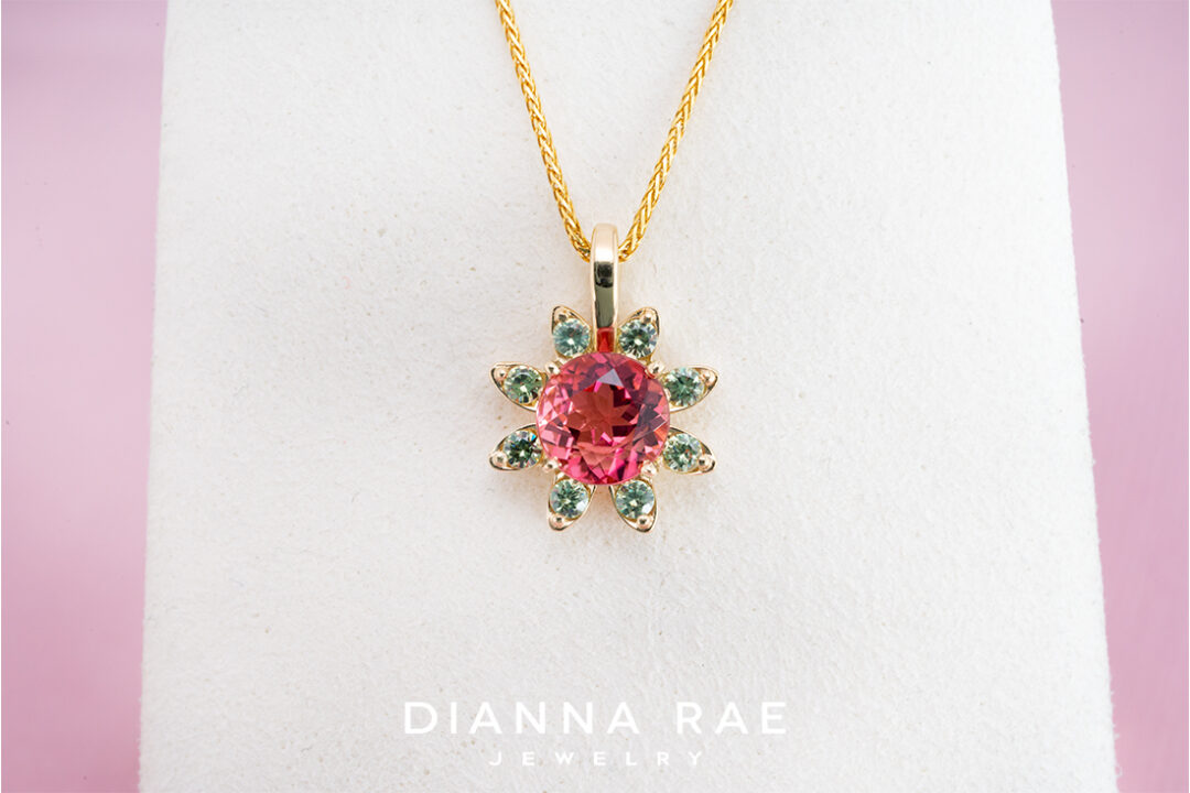 Pink Tourmaline and Garnet Pendant