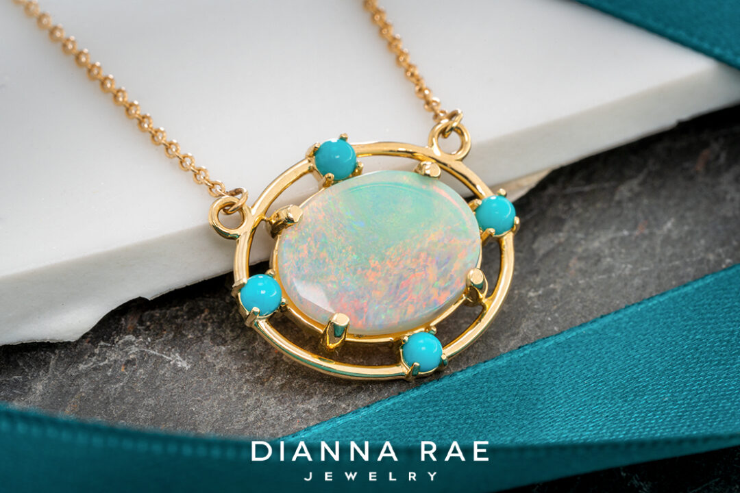 Australian Opal Pendant with Turquoise accents - Image 2