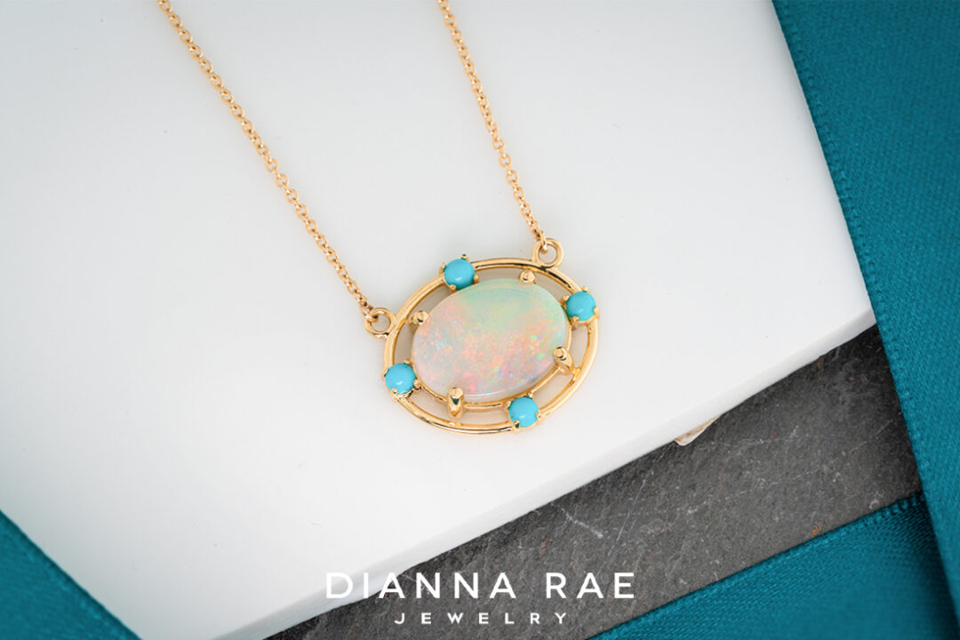 Australian Opal Pendant with Turquoise accents