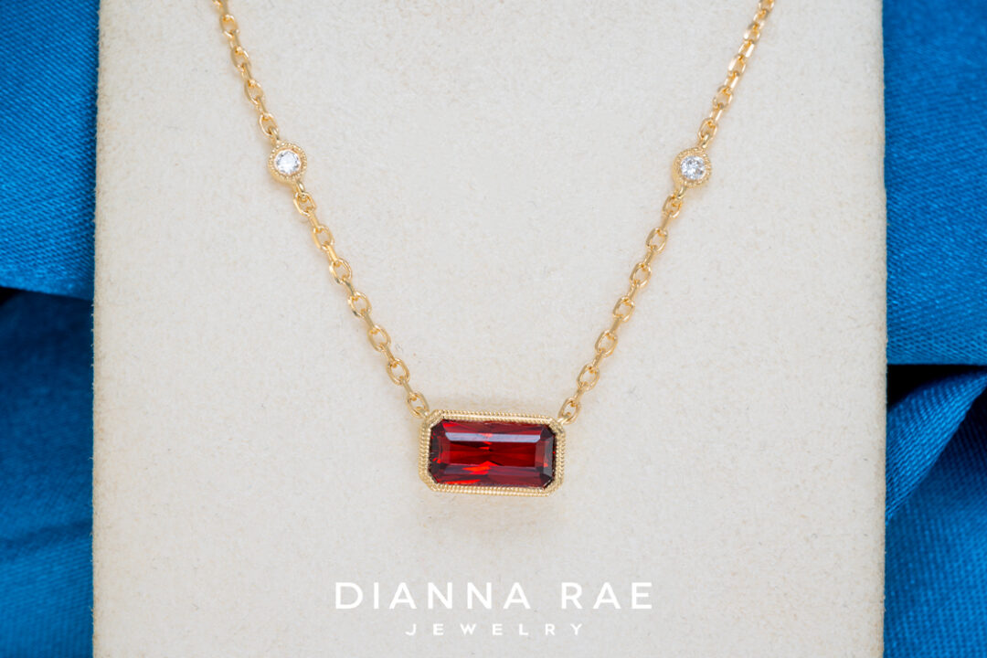 Garnet Pendant with Diamond Accents