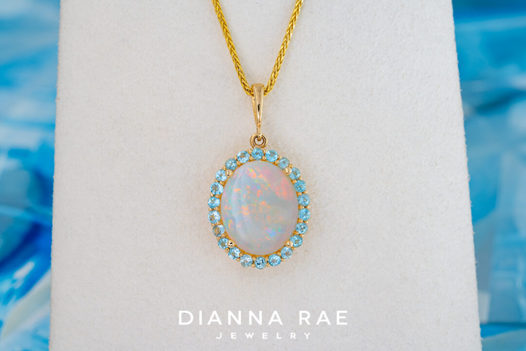 Opal Pendant with Blue Topaz Accents - Image 2